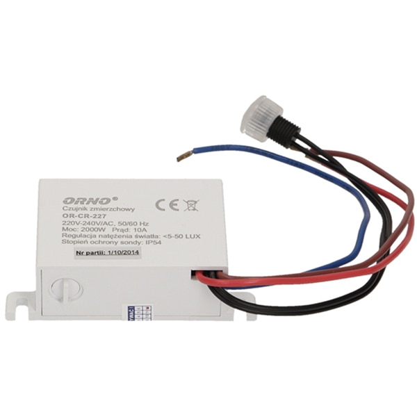 Mini senzor crepuscular ORNO OR-CR-227, cu sonda externa, IP54, alb