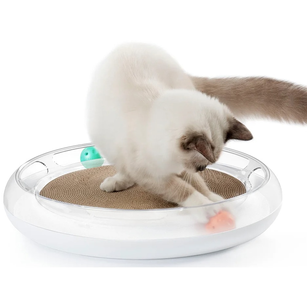 Jucarie pentru pisici PETKIT Cat Scratcher 4 in 1, 45 x 45 x 8 cm, alb