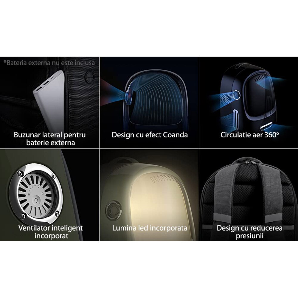 Rucsac transport animale de companie PETKIT Cat Travel, Hublou, plastic, 33 x 30 x 45 cm, verde