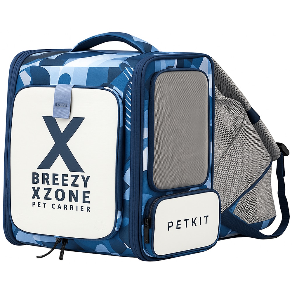 Rucsac transport animale de companie PETKIT Breezy X Zone, textil, 33 x 56 x 43 cm, albastru
