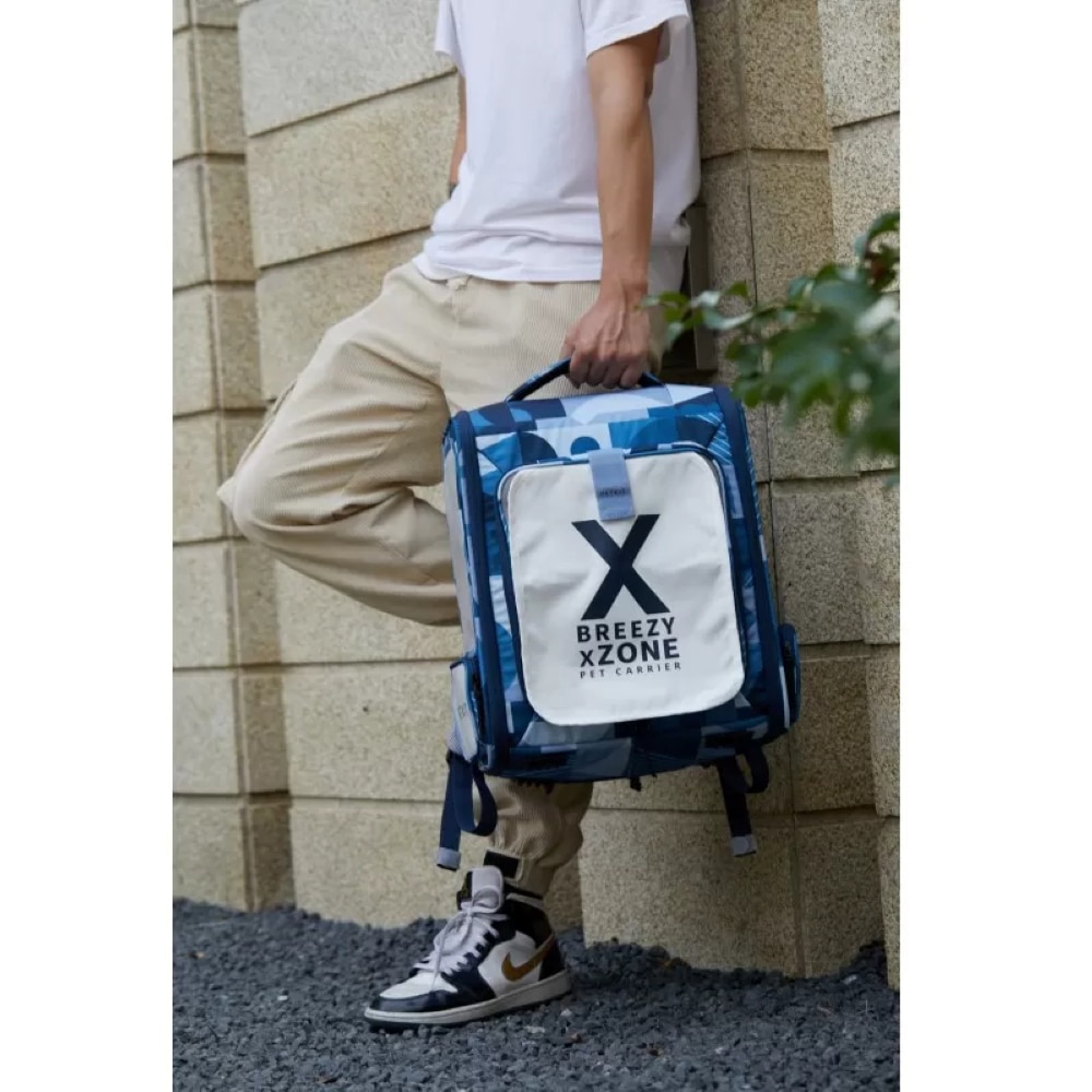 Rucsac transport animale de companie PETKIT Breezy X Zone, textil, 33 x 56 x 43 cm, albastru