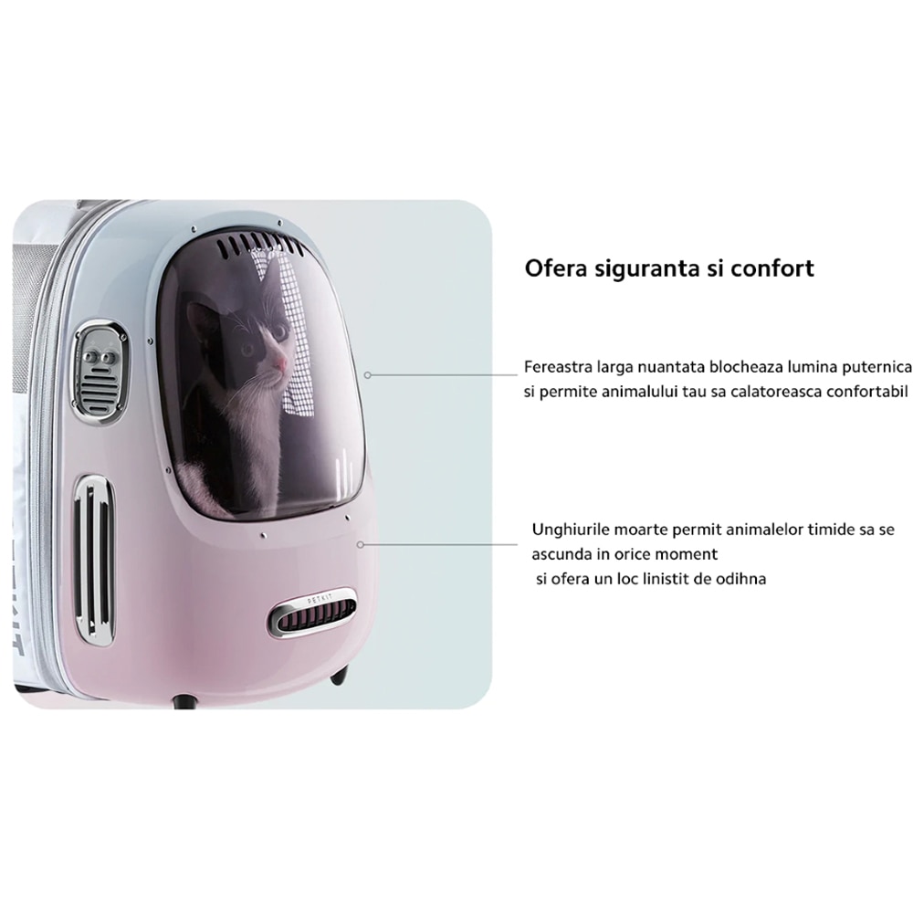 Rucsac transport animale de companie PETKIT Cat Travel 2, Hublou, plastic, 33 x 30 x 45 cm, camuflaj