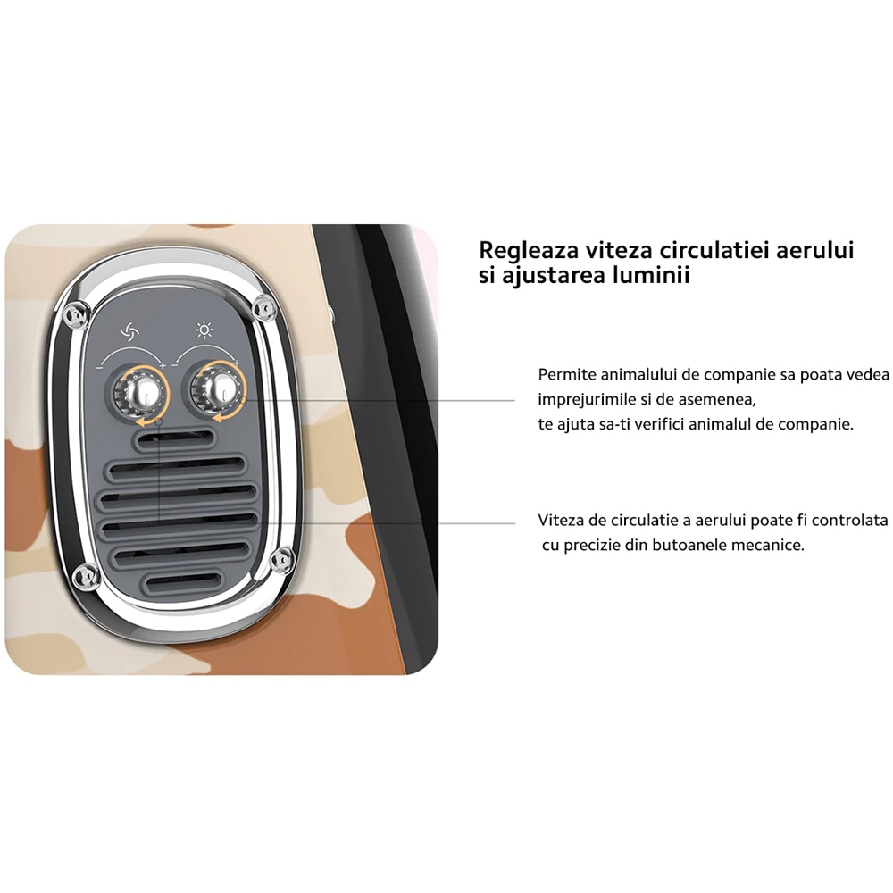 Rucsac transport animale de companie PETKIT Cat Travel 2, Hublou, plastic, 33 x 30 x 45 cm, roz