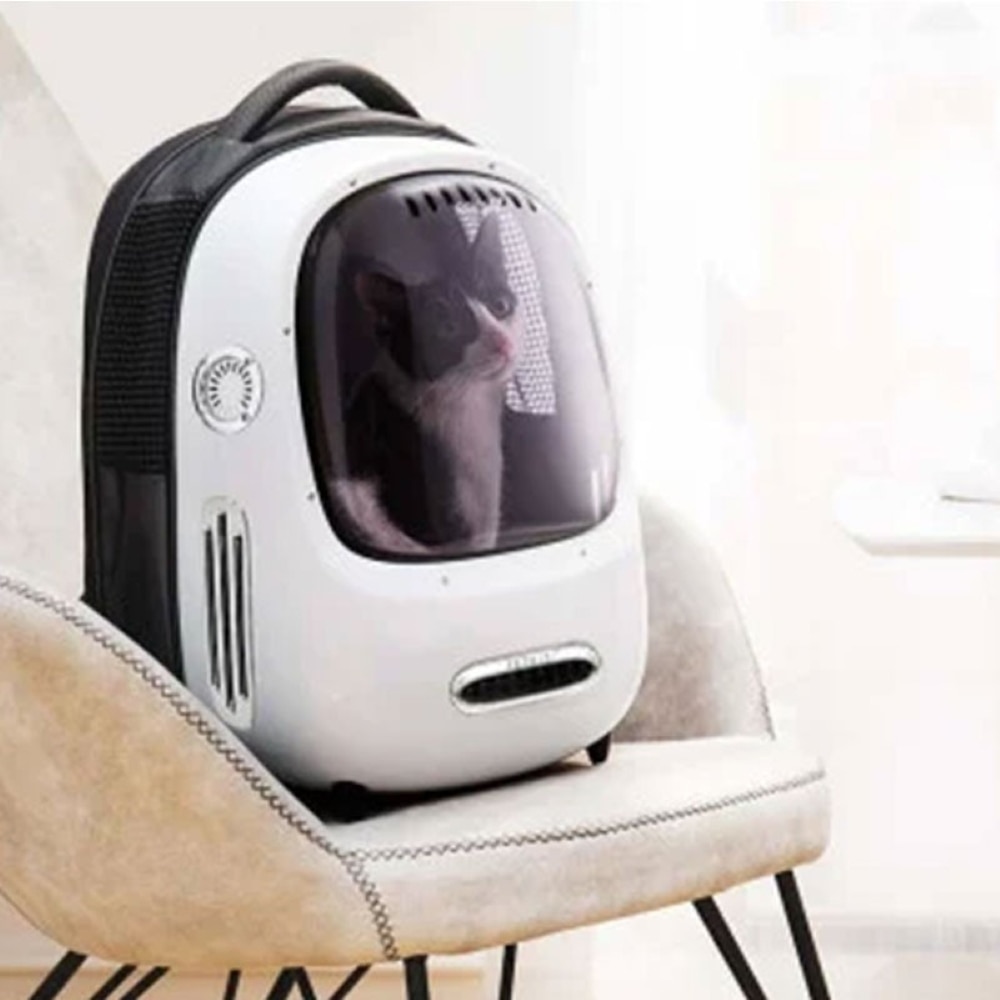 Rucsac transport animale de companie PETKIT Cat Travel 2, Hublou, plastic, 33 x 30 x 45 cm, alb