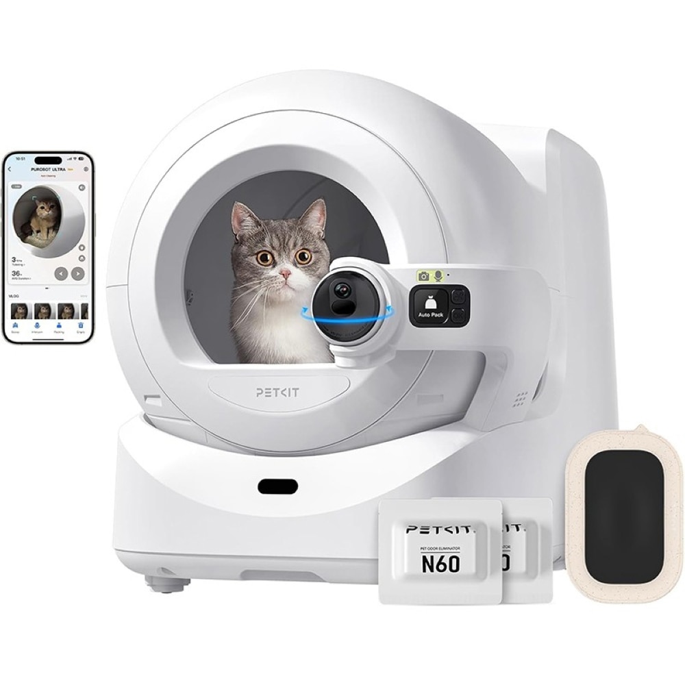 Litiera acoperita PETKIT Purabot Ultra AI, Smart, ABS, 78 x 55 x 65 cm, alb