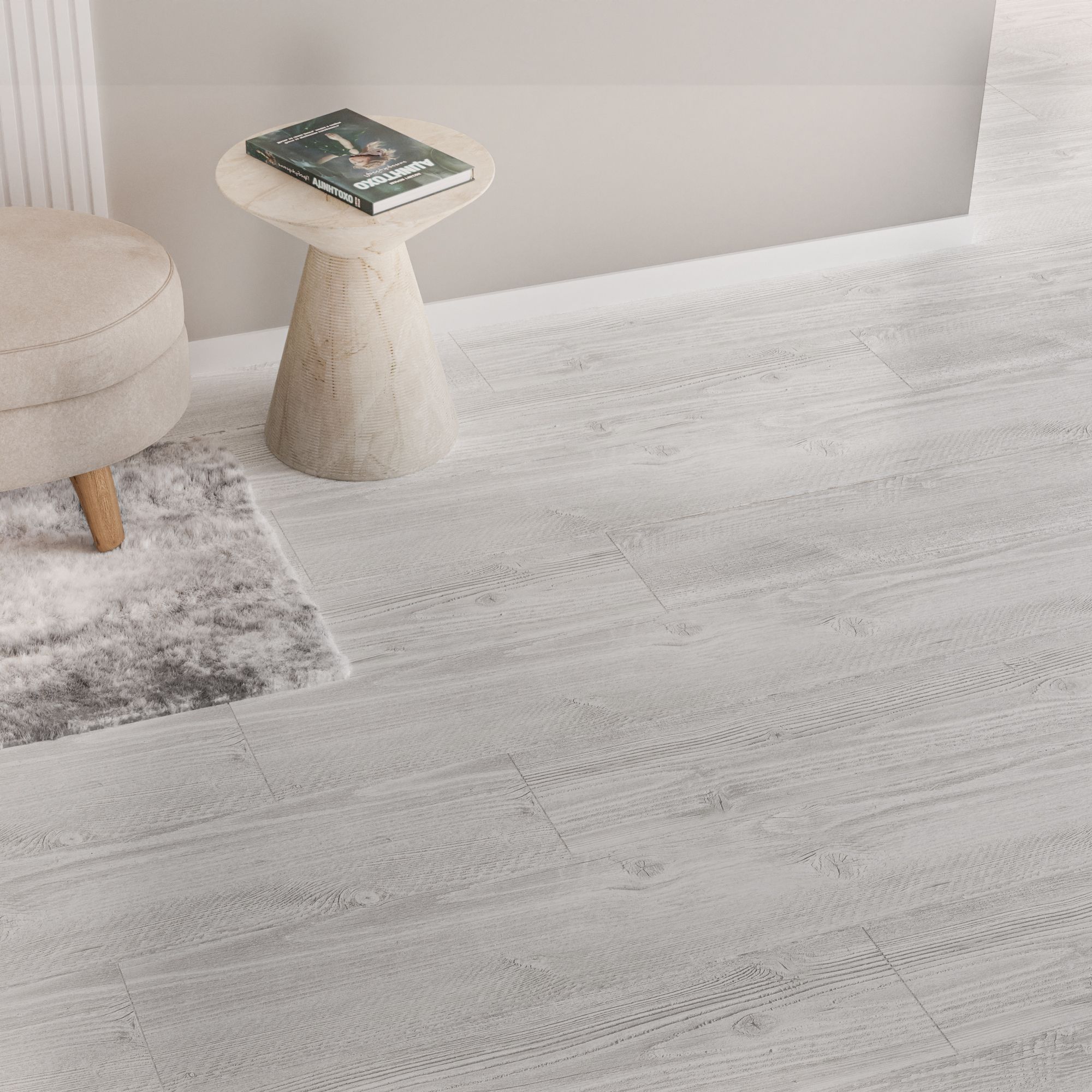 Parchet laminat V-Groove, 10 mm, gri deschis, HDF, AC4, 1.488 mp/cutie