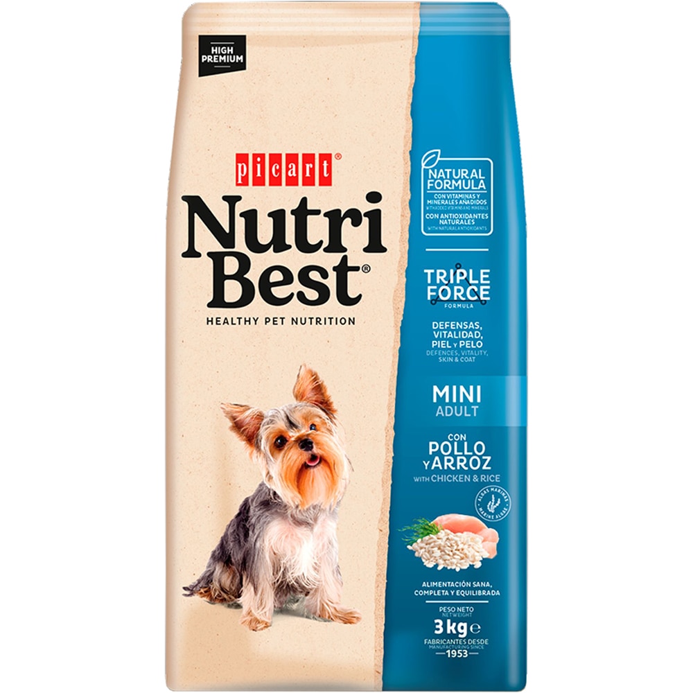 Hrana uscata pentru caini NUTRIBEST, Adult, Pui si orez, 3 kg