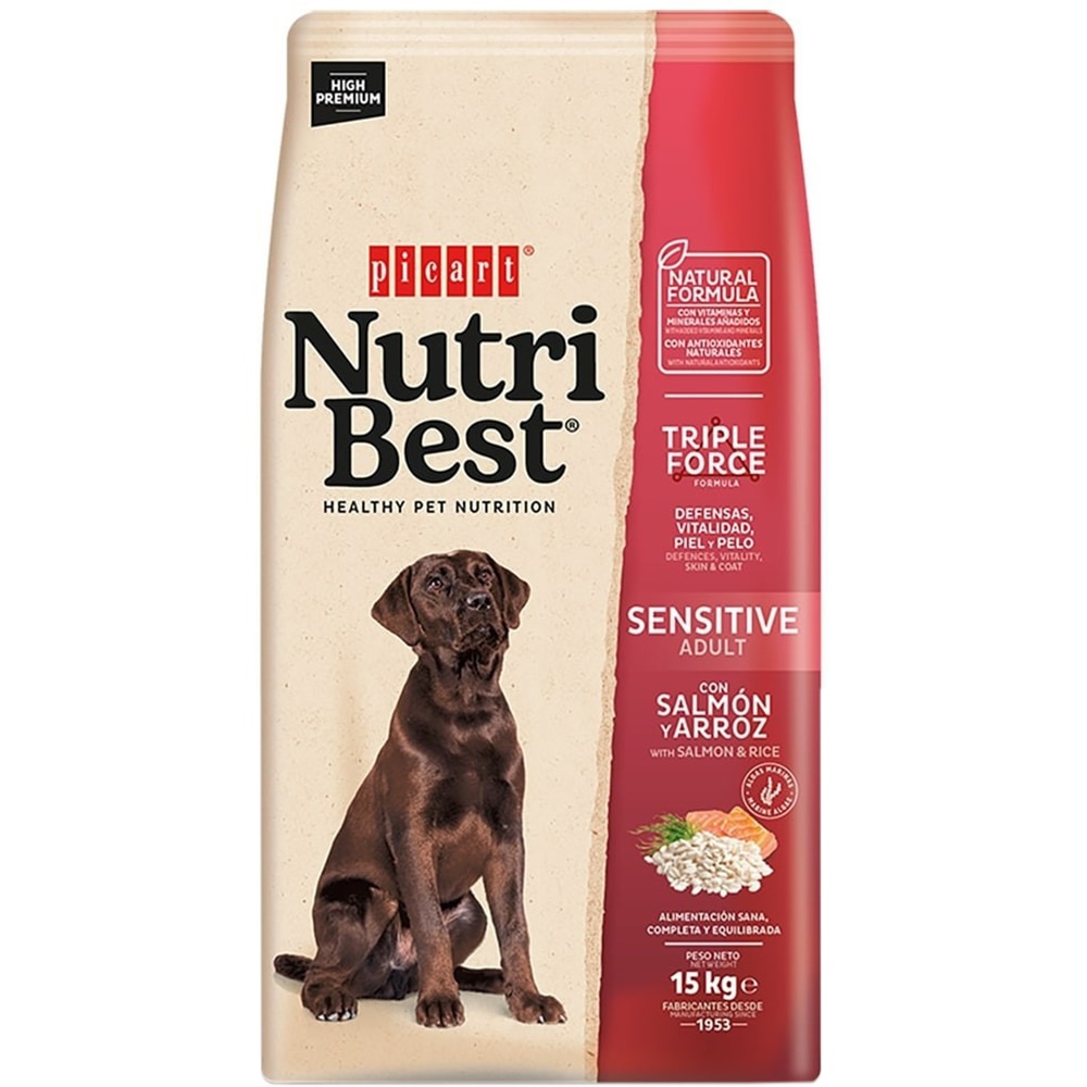 Hrana uscata pentru caini NUTRIBEST, Adult, Somon si orez, 15 kg