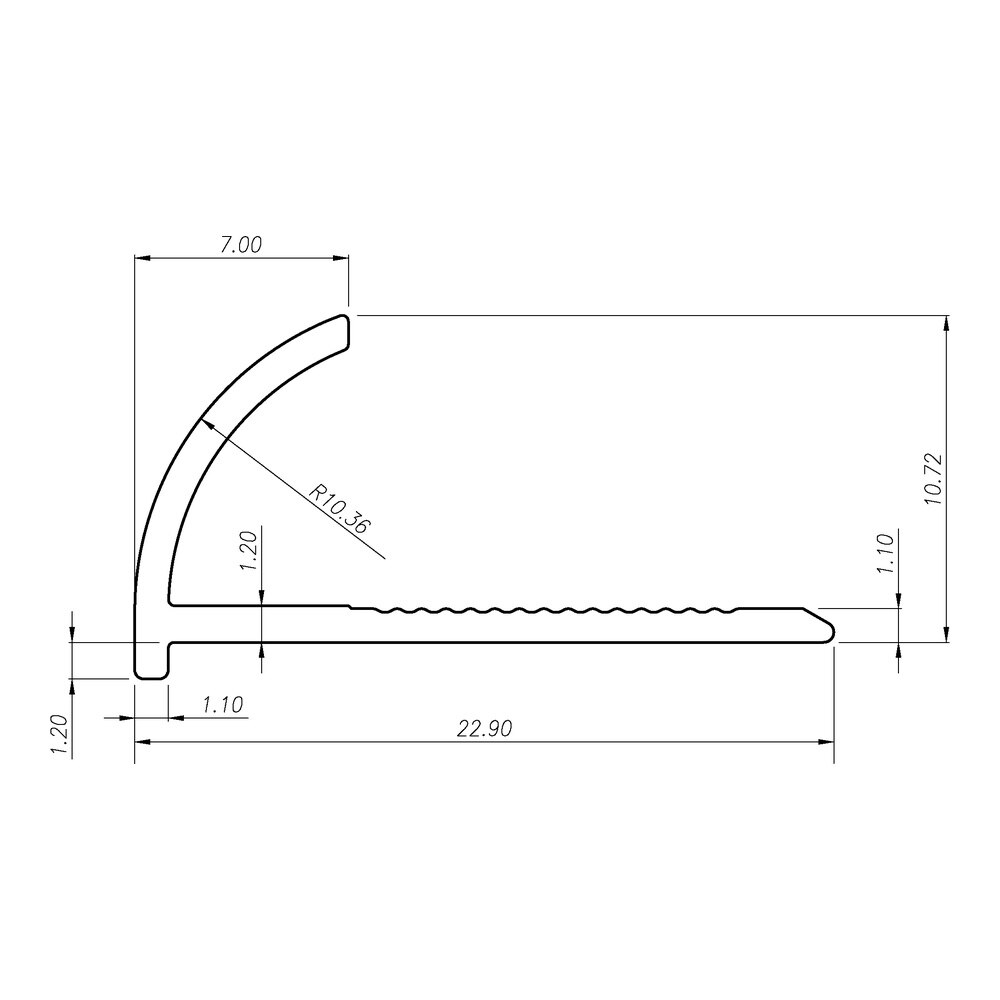 Profil aluminiu terminatie gresie si faianta PROFILINE, semirotund, 10 mm, 2.5 m, gri perlat