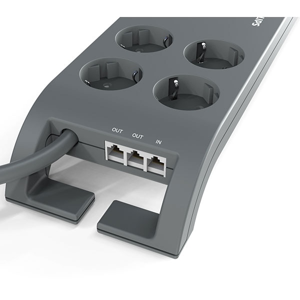 Prelungitor cu protectie PHILIPS SPN5185A/58, 8 prize, 2m, gri