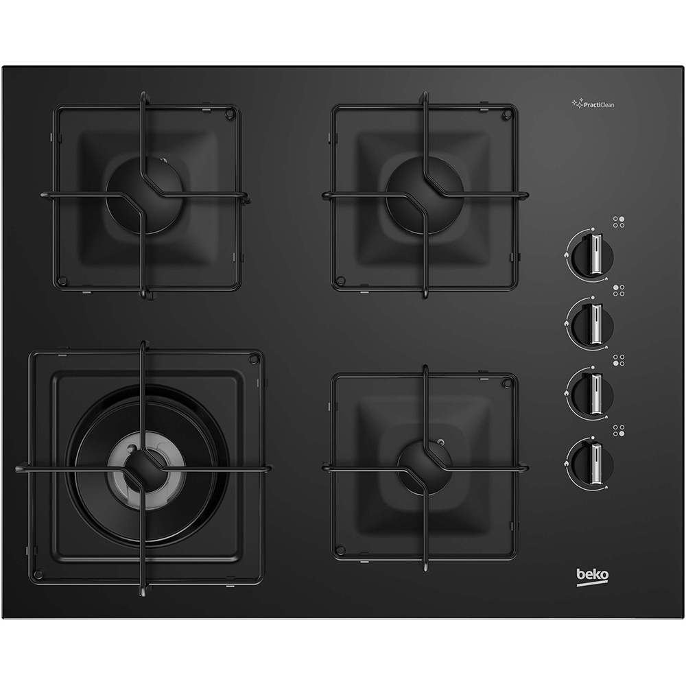 Plita incorporabila BEKO BISW65120SB, Gaz, 4 arzatoare, Wok, negru