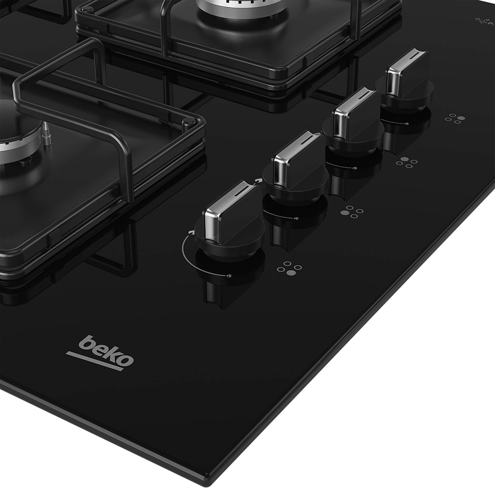 Plita incorporabila BEKO BISW65120SB, Gaz, 4 arzatoare, Wok, negru