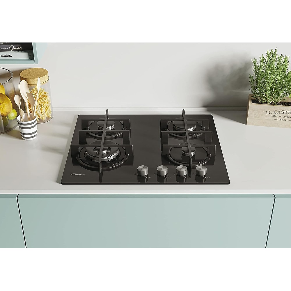 Plita incorporabila CANDY CDK6GF4WEKB, Gaz, 4 arzatoare, Wok, negru