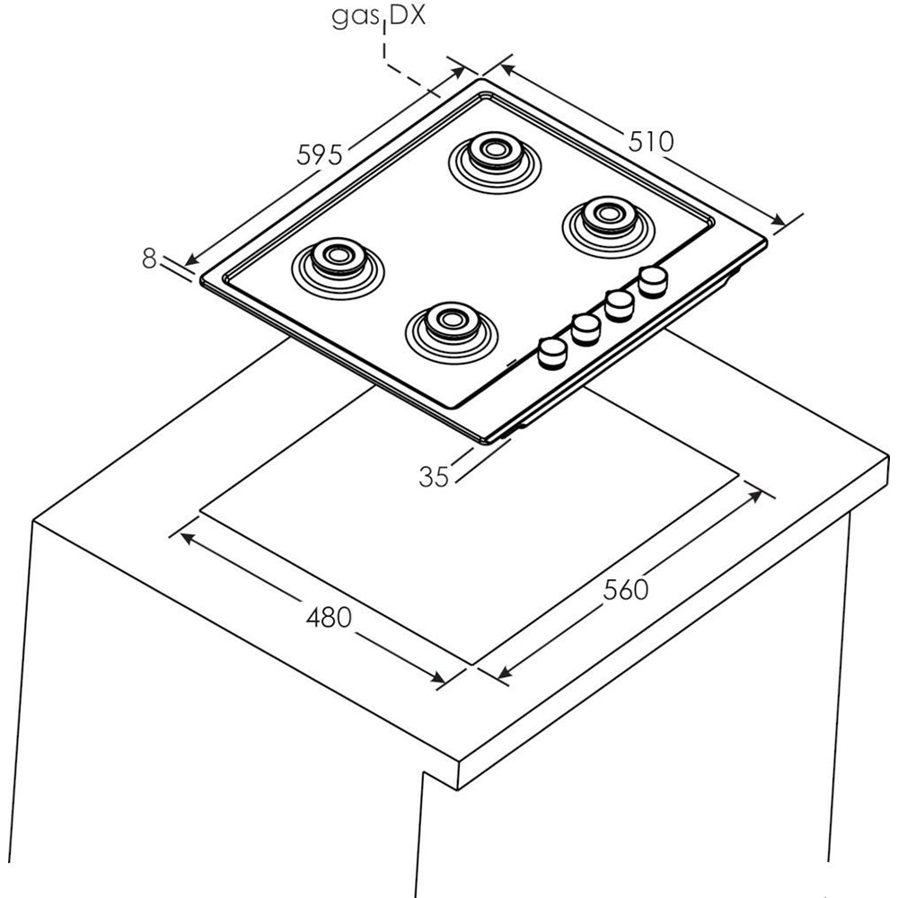 Plita incorporabila CANDY CHG6BF4WPBB, Gaz, 4 arzatoare, Wok, negru