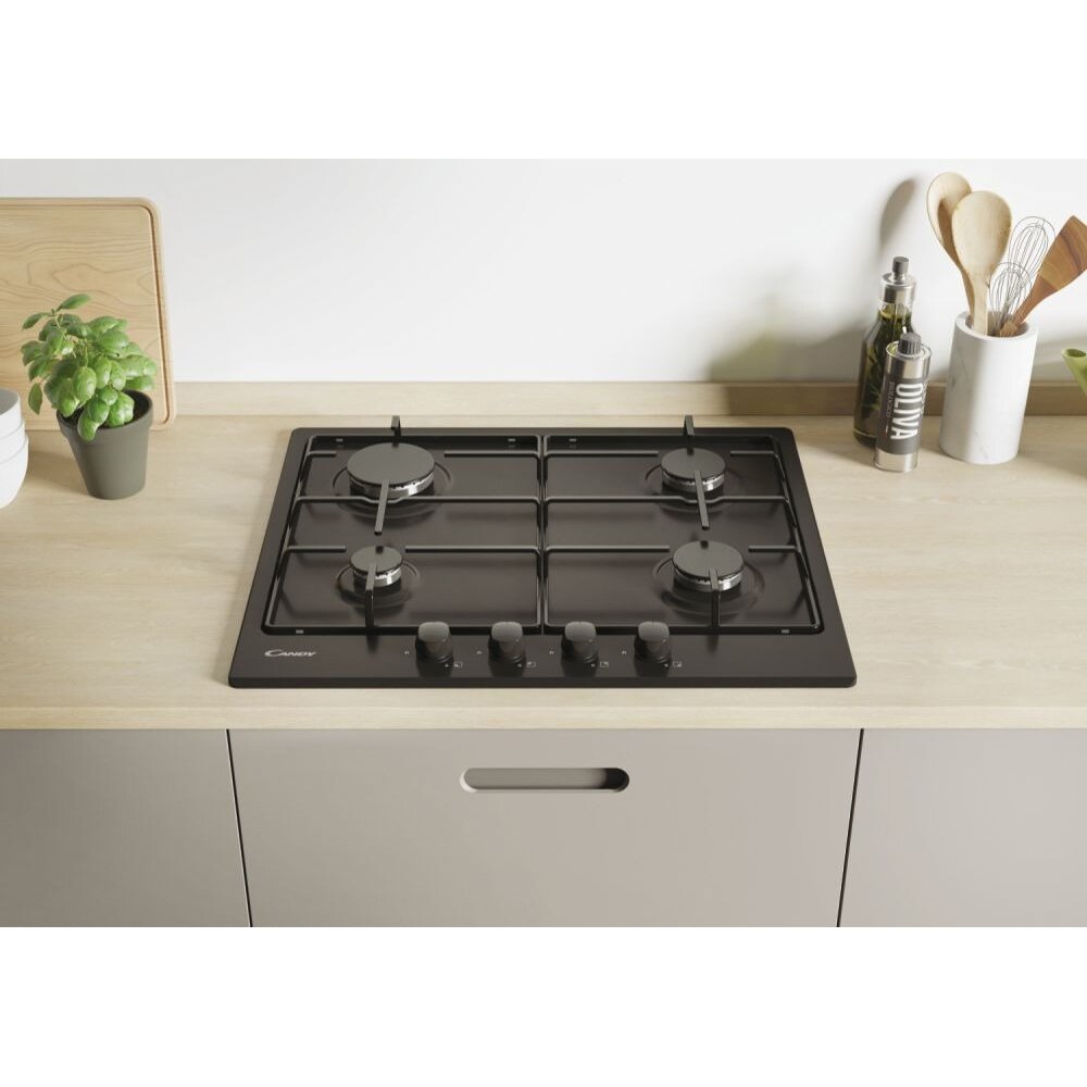 Plita incorporabila CANDY CHG6BRBB, Gaz, 4 arzatoare, negru