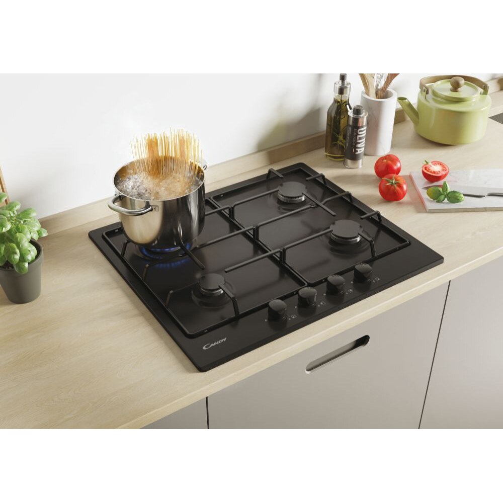 Plita incorporabila CANDY CHG6BRBB, Gaz, 4 arzatoare, negru