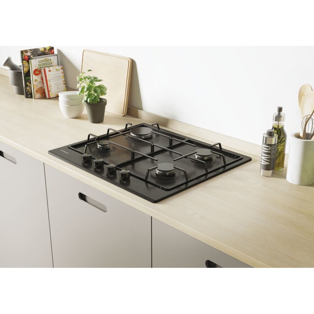 Plita incorporabila CANDY CHG6BRBB, Gaz, 4 arzatoare, negru