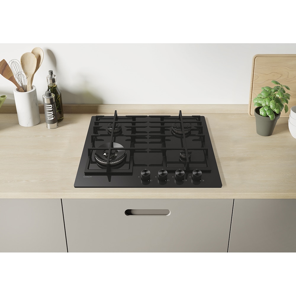 Plita incorporabila CANDY CVFG6BF4PB, Gaz, 4 arzatoare, Wok, negru
