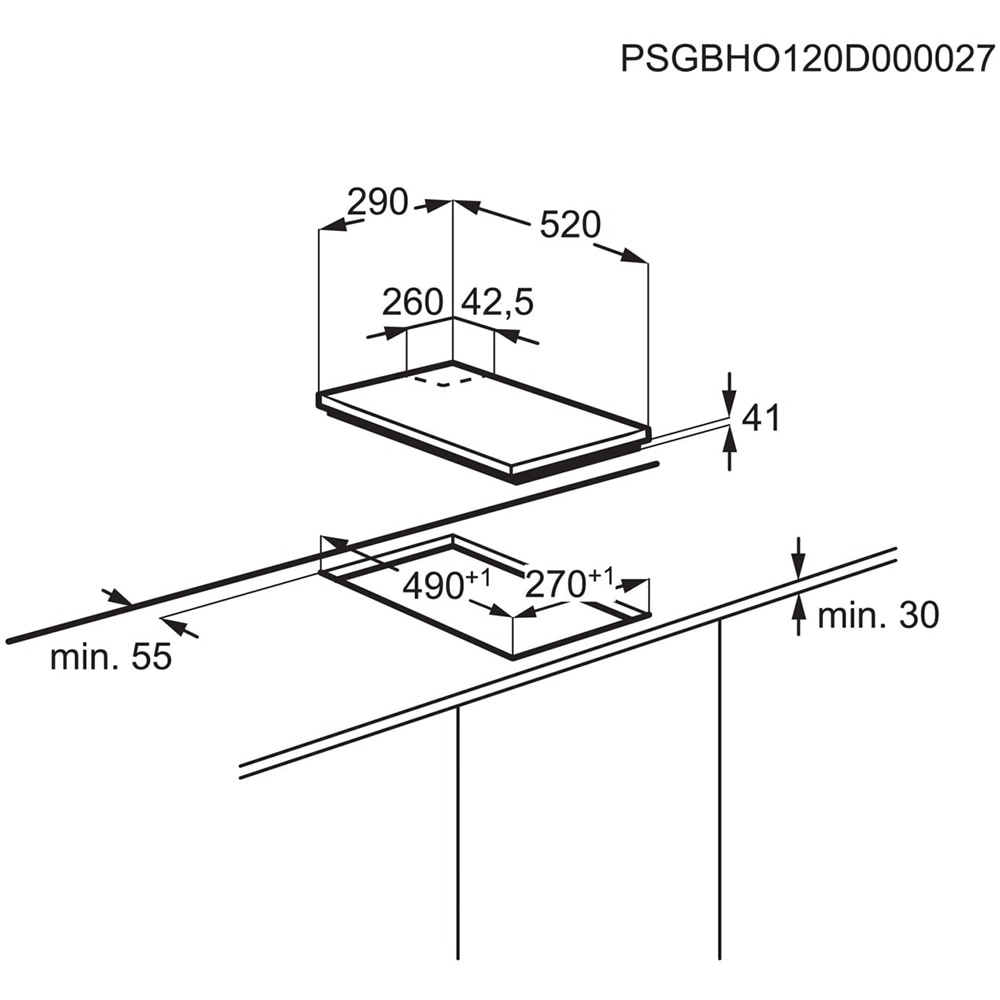 Plita incorporabila ELECTROLUX EGC3322NVK, Gaz, 2 arzatoare, negru