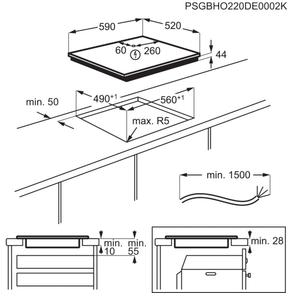 Plita incorporabila ELECTROLUX EIS62453, Inductie, 4 arzatoare, Touch control, negru