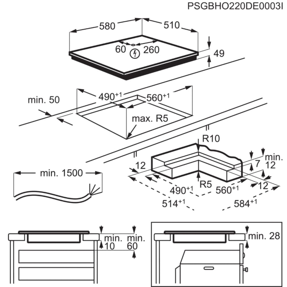 Plita incorporabila ELECTROLUX EIS62453IZ, Inductie, 4 arzatoare, Touch control, negru