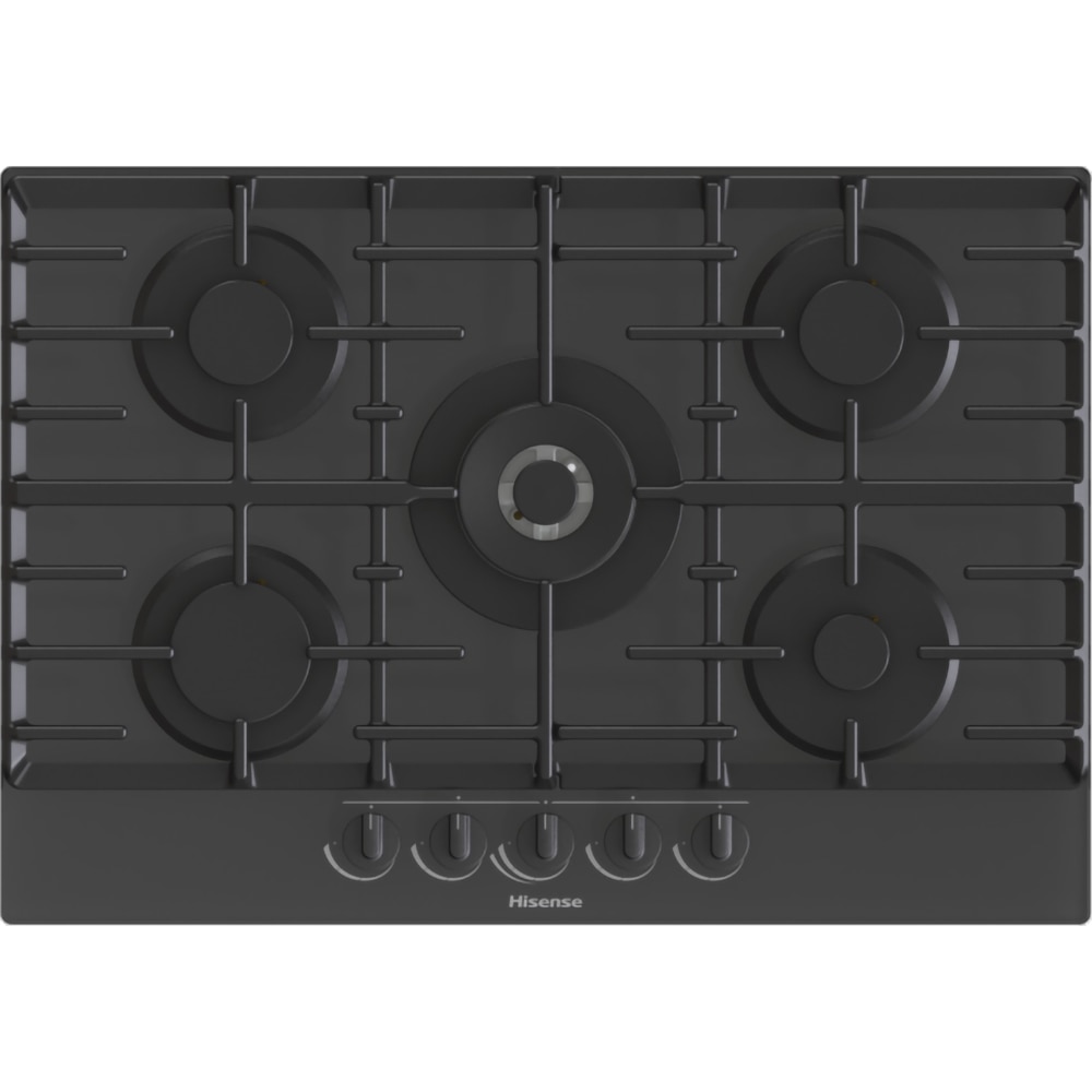 Plita incorporabila HISENSE GG773B, Gaz, 5 arzatoare, Wok, negru
