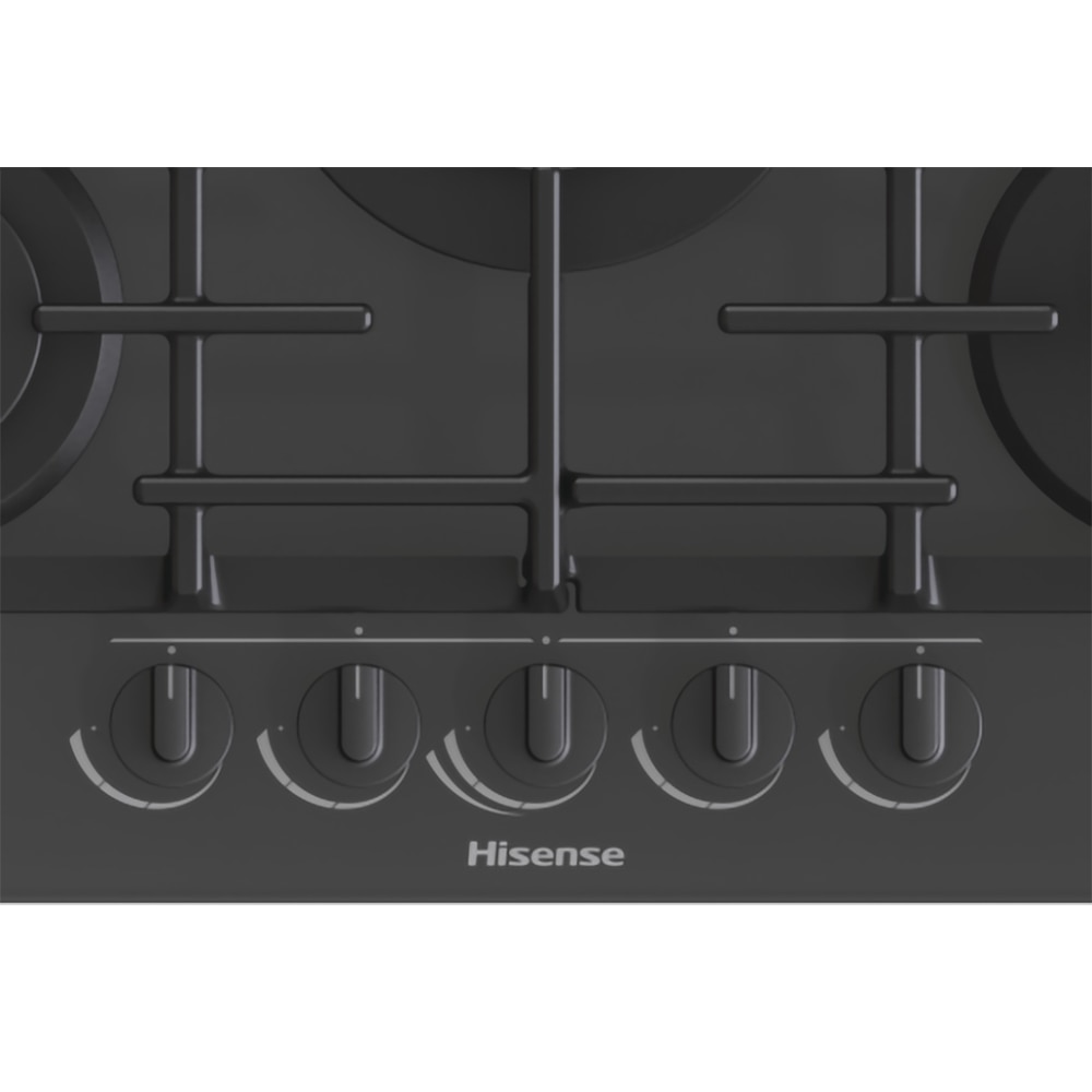 Plita incorporabila HISENSE GG773B, Gaz, 5 arzatoare, Wok, negru