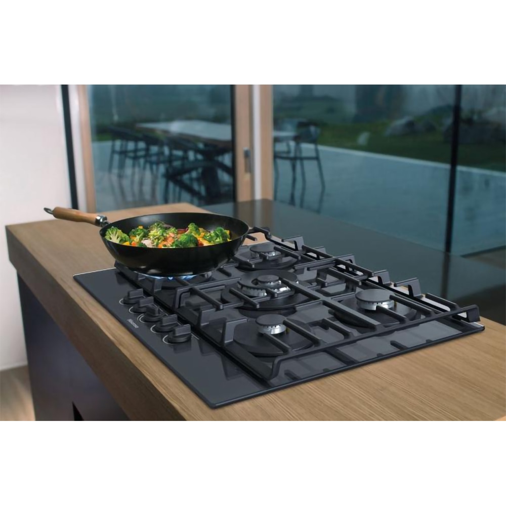 Plita incorporabila HISENSE GG773B, Gaz, 5 arzatoare, Wok, negru