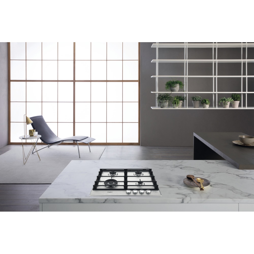 Plita incorporabila WHIRLPOOL GMWL 628/IXL EE, Gaz, 4 arzatoare, Wok, inox