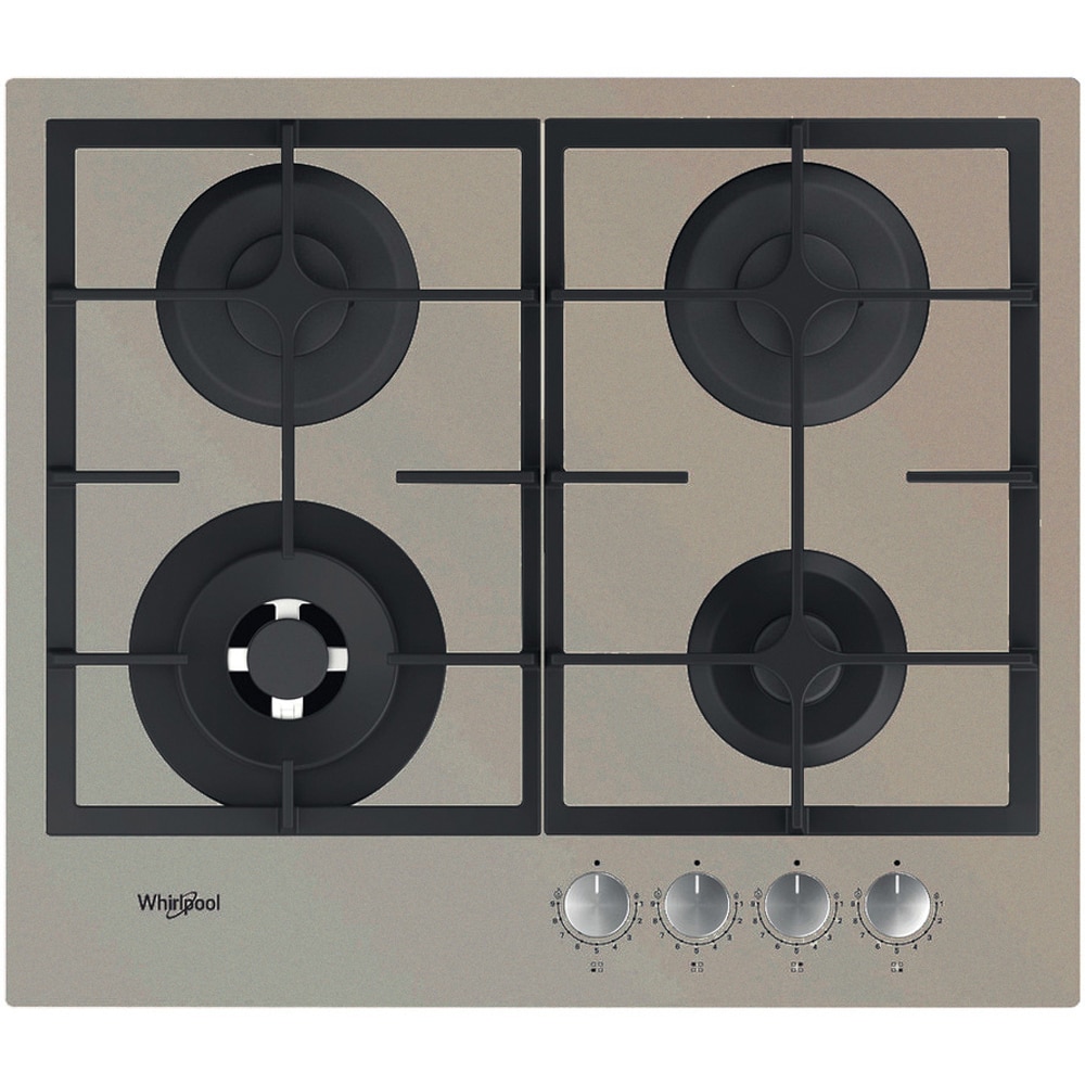 Plita incorporabila WHIRLPOOL GOFL 629/S, Gaz, 4 arzatoare, Wok, silver dawn