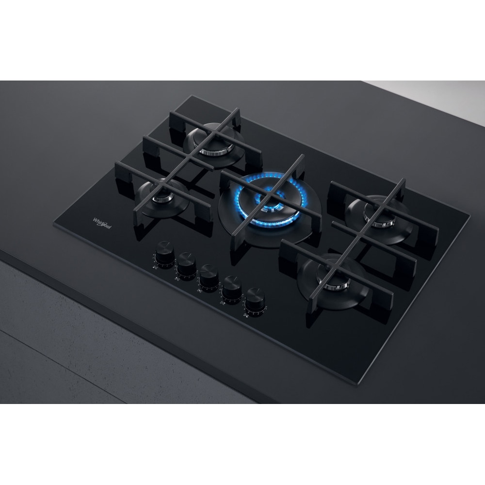 Plita incorporabila WHIRLPOOL GOWL 728/NB, Gaz, 5 arzatoare, Wok, negru