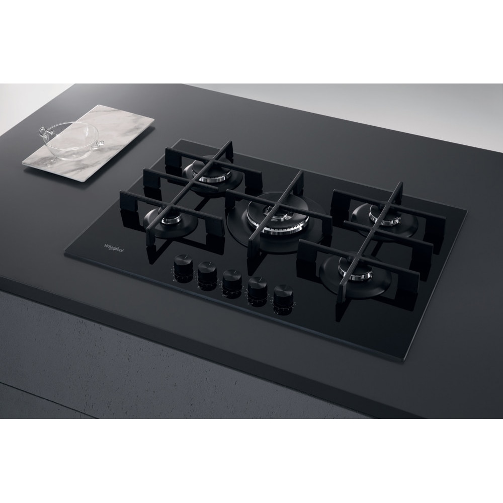 Plita incorporabila WHIRLPOOL GOWL 728/NB, Gaz, 5 arzatoare, Wok, negru