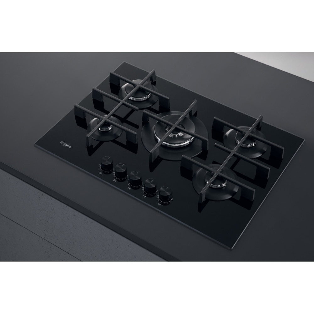 Plita incorporabila WHIRLPOOL GOWL 728/NB, Gaz, 5 arzatoare, Wok, negru