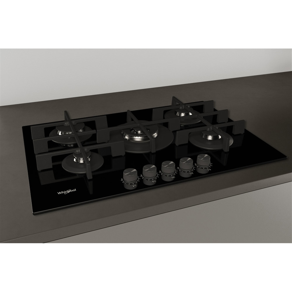 Plita incorporabila WHIRLPOOL GOWL 728/NB, Gaz, 5 arzatoare, Wok, negru