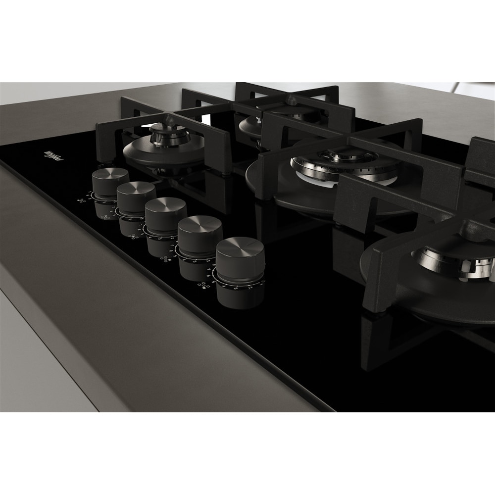 Plita incorporabila WHIRLPOOL GOWL 728/NB, Gaz, 5 arzatoare, Wok, negru