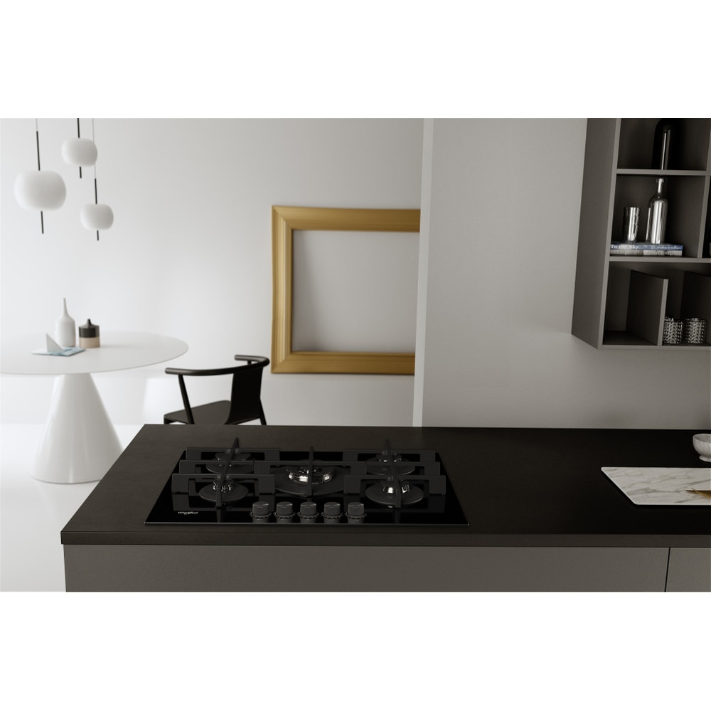 Plita incorporabila WHIRLPOOL GOWL 728/NB, Gaz, 5 arzatoare, Wok, negru
