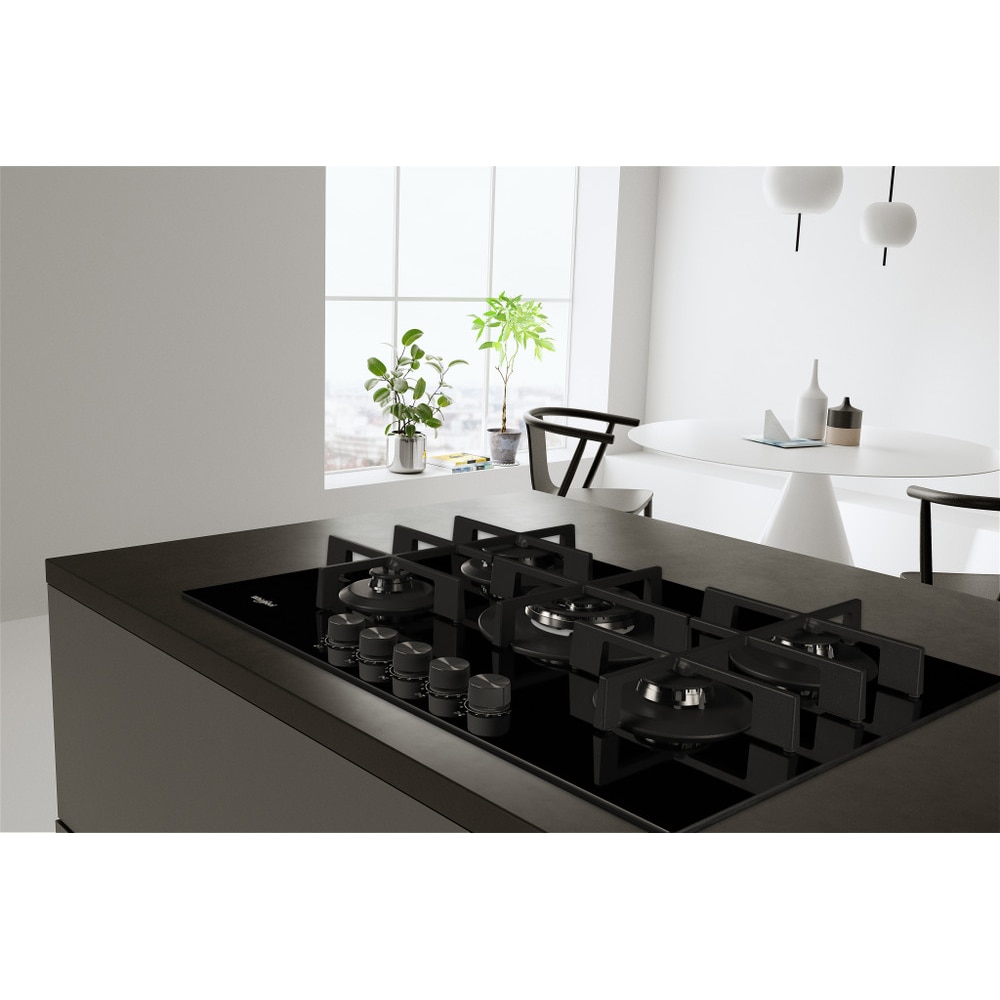Plita incorporabila WHIRLPOOL GOWL 728/NB, Gaz, 5 arzatoare, Wok, negru