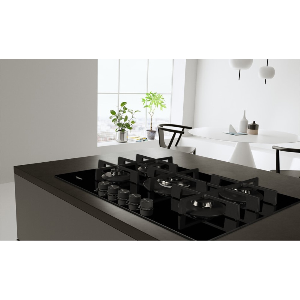 Plita incorporabila WHIRLPOOL GOWL 728/NB, Gaz, 5 arzatoare, Wok, negru