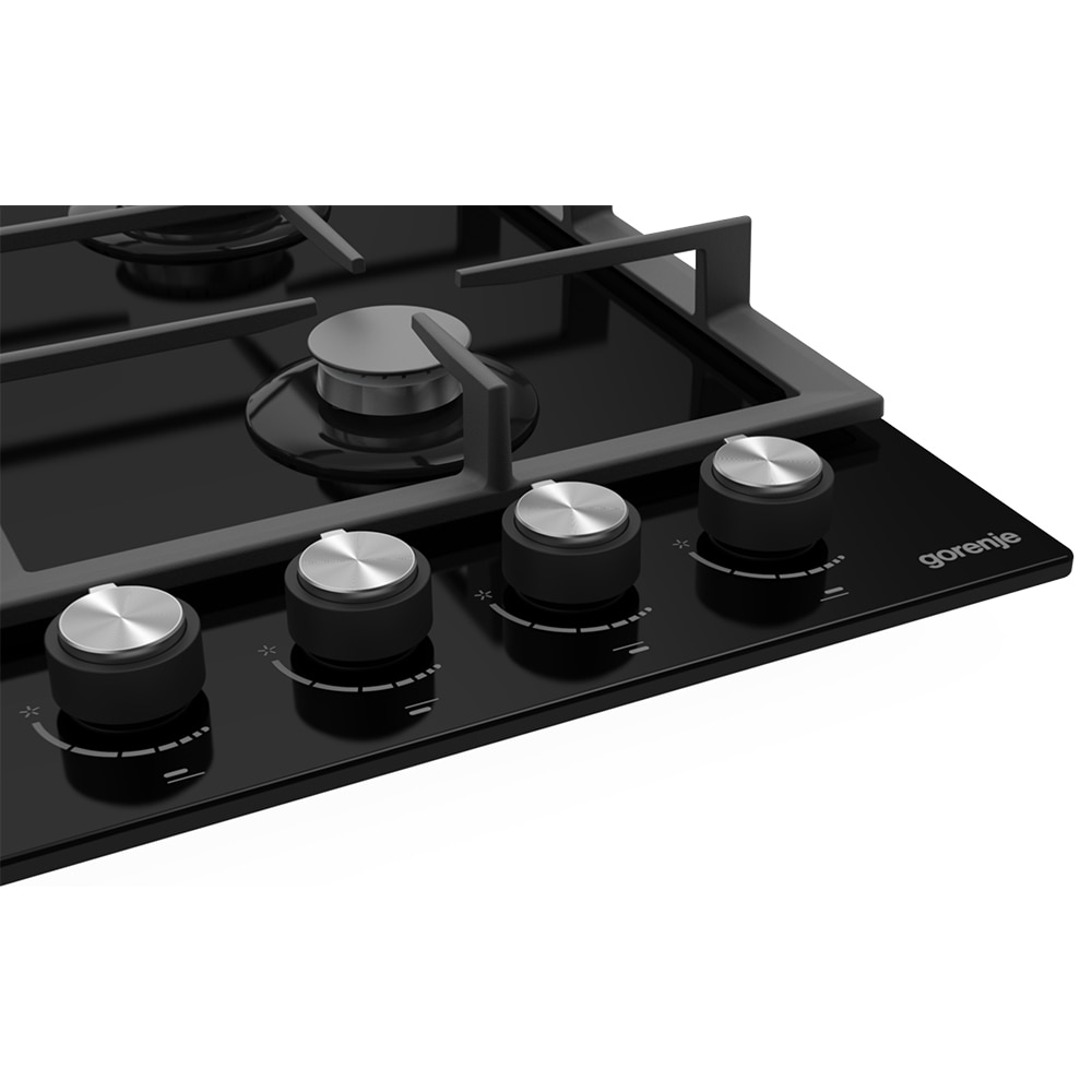 Plita incorporabila GORENJE GTW641KB, Gaz, 4 arzatoare, Wok, negru