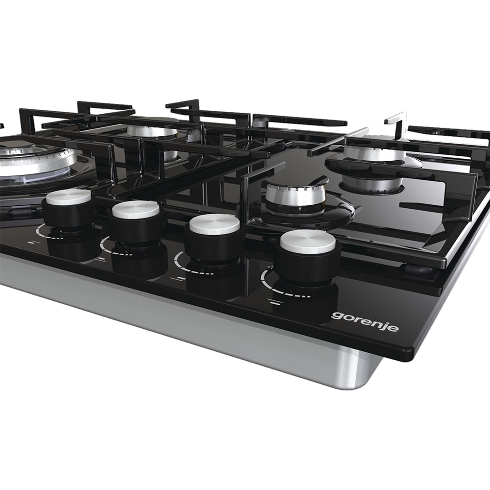 Plita incorporabila GORENJE GTW641KB, Gaz, 4 arzatoare, Wok, negru