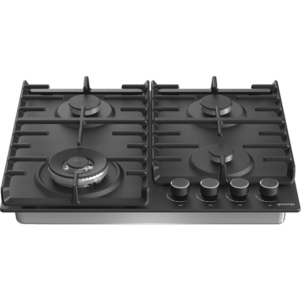 Plita incorporabila GORENJE GW642AB, Gaz, 4 arzatoare, Wok, negru