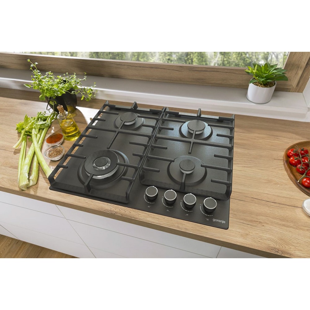 Plita incorporabila GORENJE GW642AB, Gaz, 4 arzatoare, Wok, negru