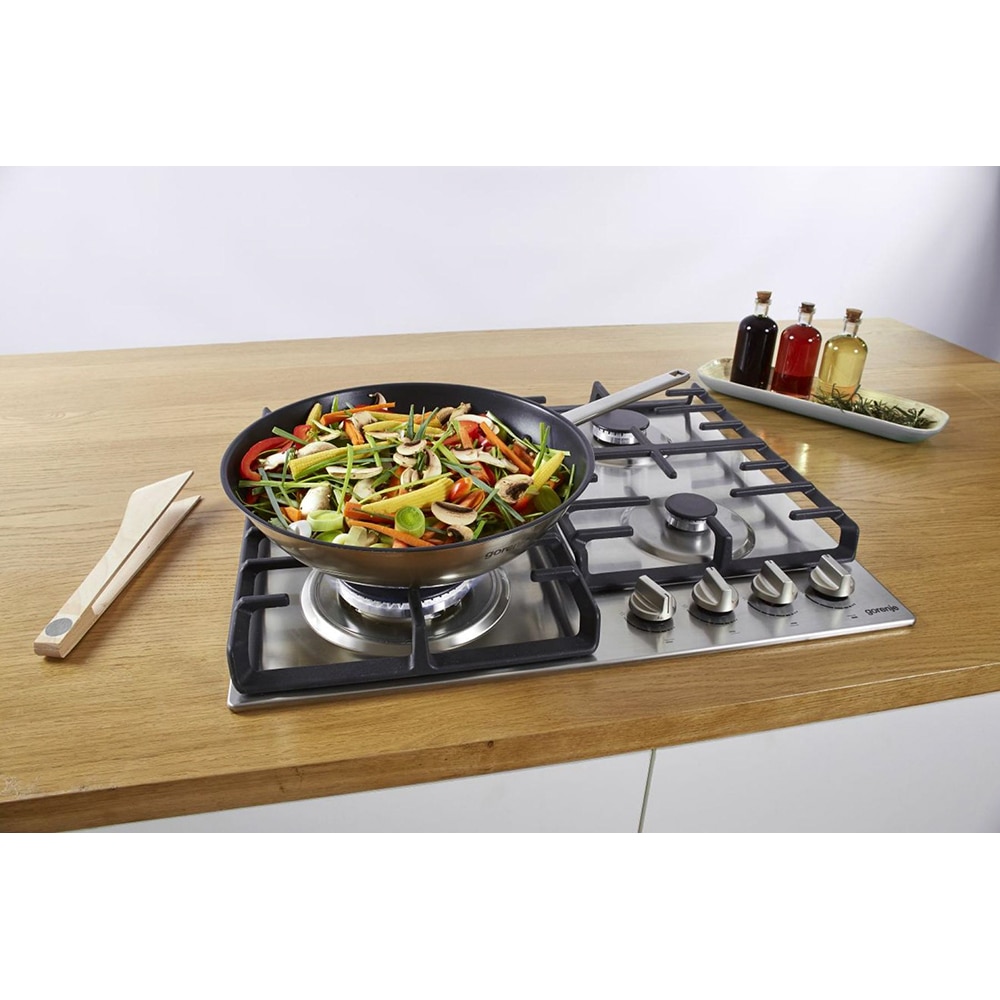 Plita incorporabila GORENJE GW642ABX, Gaz, 4 arzatoare, Wok, inox