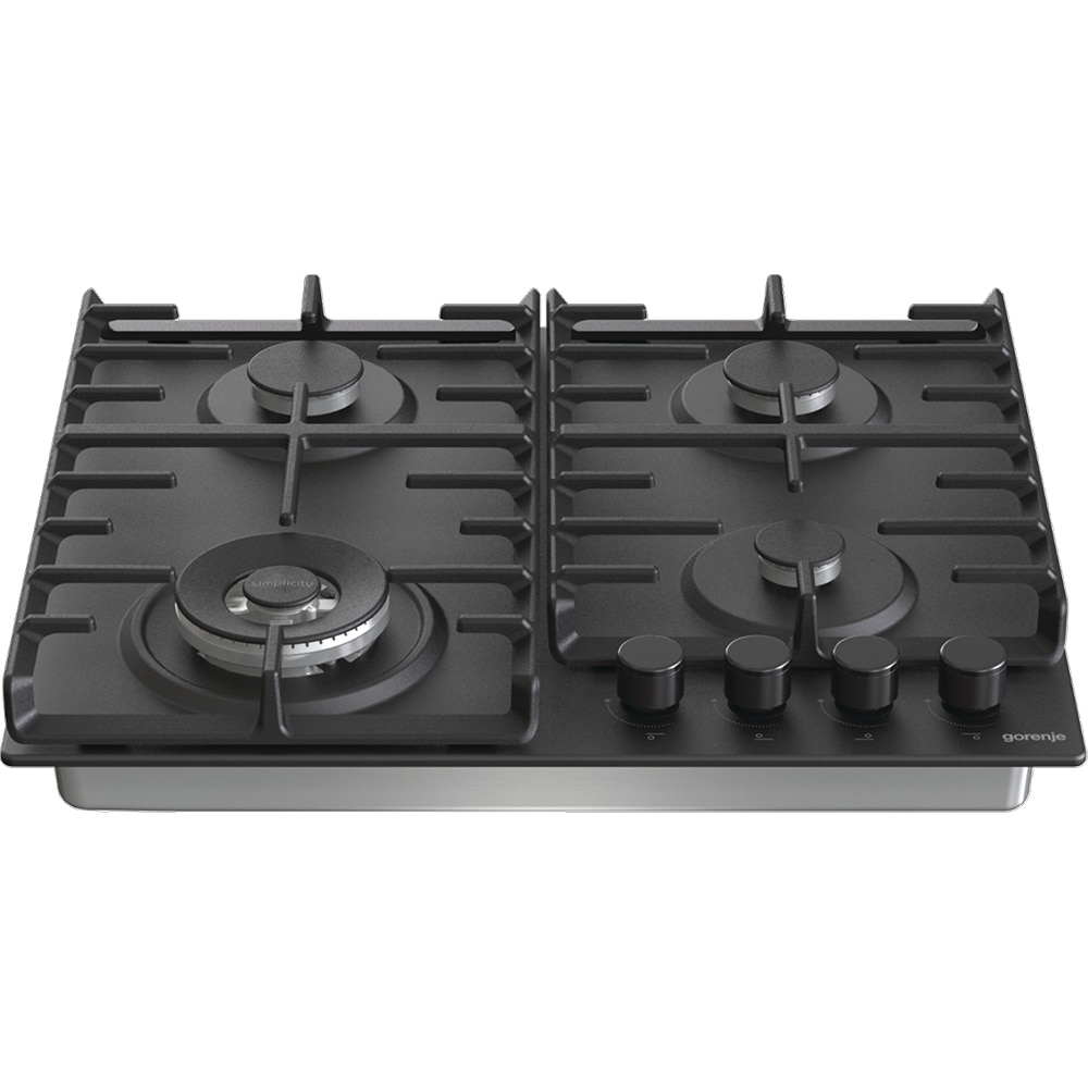 Plita incorporabila GORENJE GW642SYB, Gaz, 4 arzatoare, Wok, negru