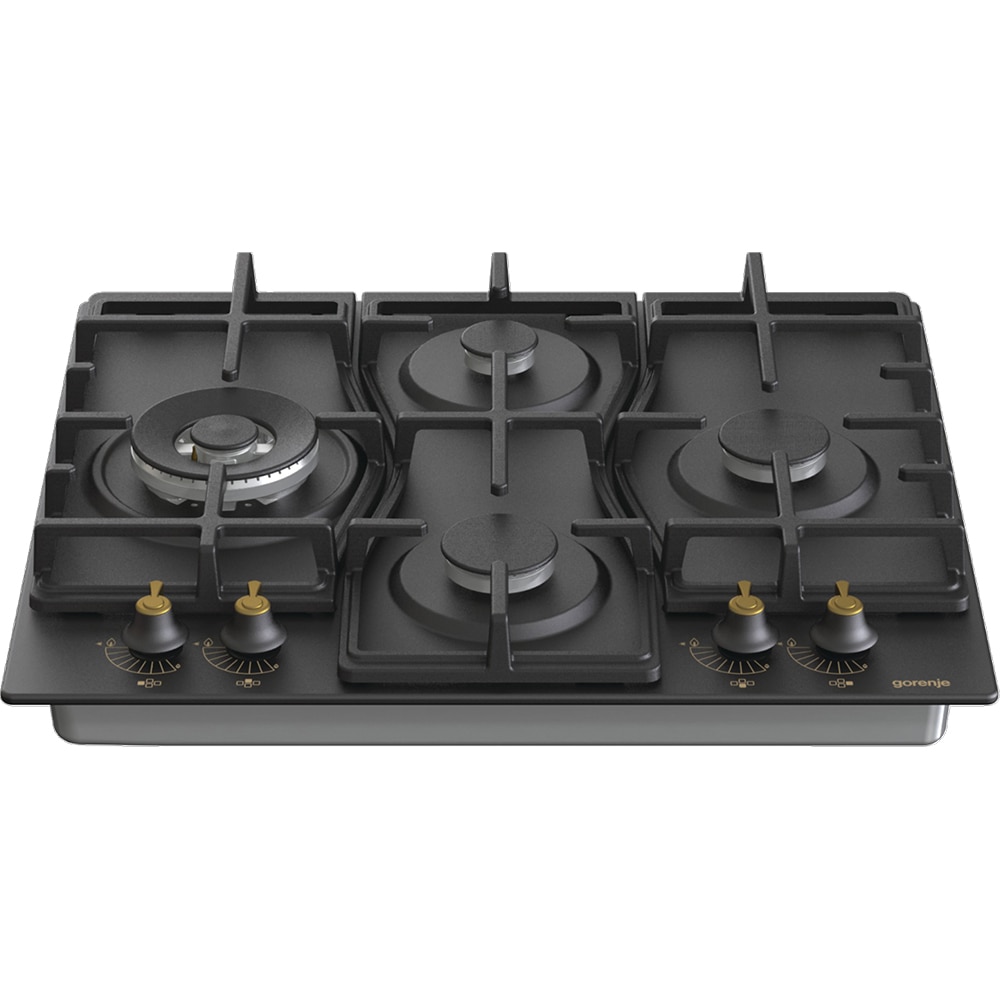 Plita incorporabila GORENJE GW6D42CLB, Gaz, 4 arzatoare, Wok, negru