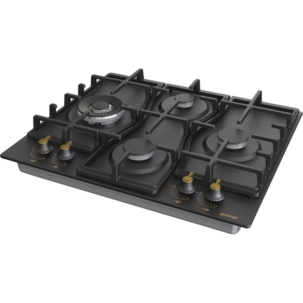 Plita incorporabila GORENJE GW6D42CLB, Gaz, 4 arzatoare, Wok, negru