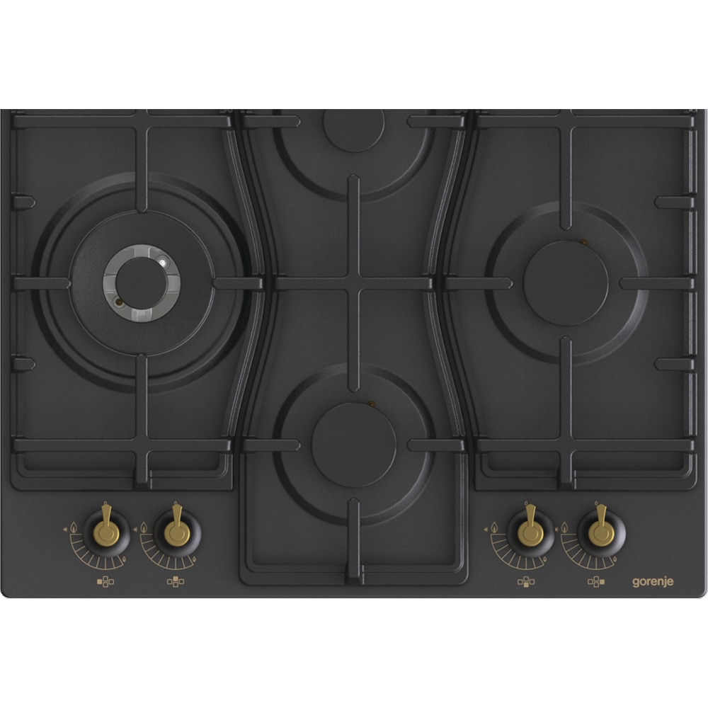 Plita incorporabila GORENJE GW6D42CLB, Gaz, 4 arzatoare, Wok, negru