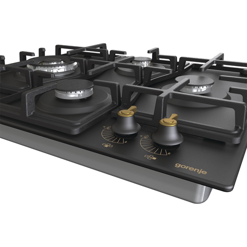 Plita incorporabila GORENJE GW6D42CLB, Gaz, 4 arzatoare, Wok, negru