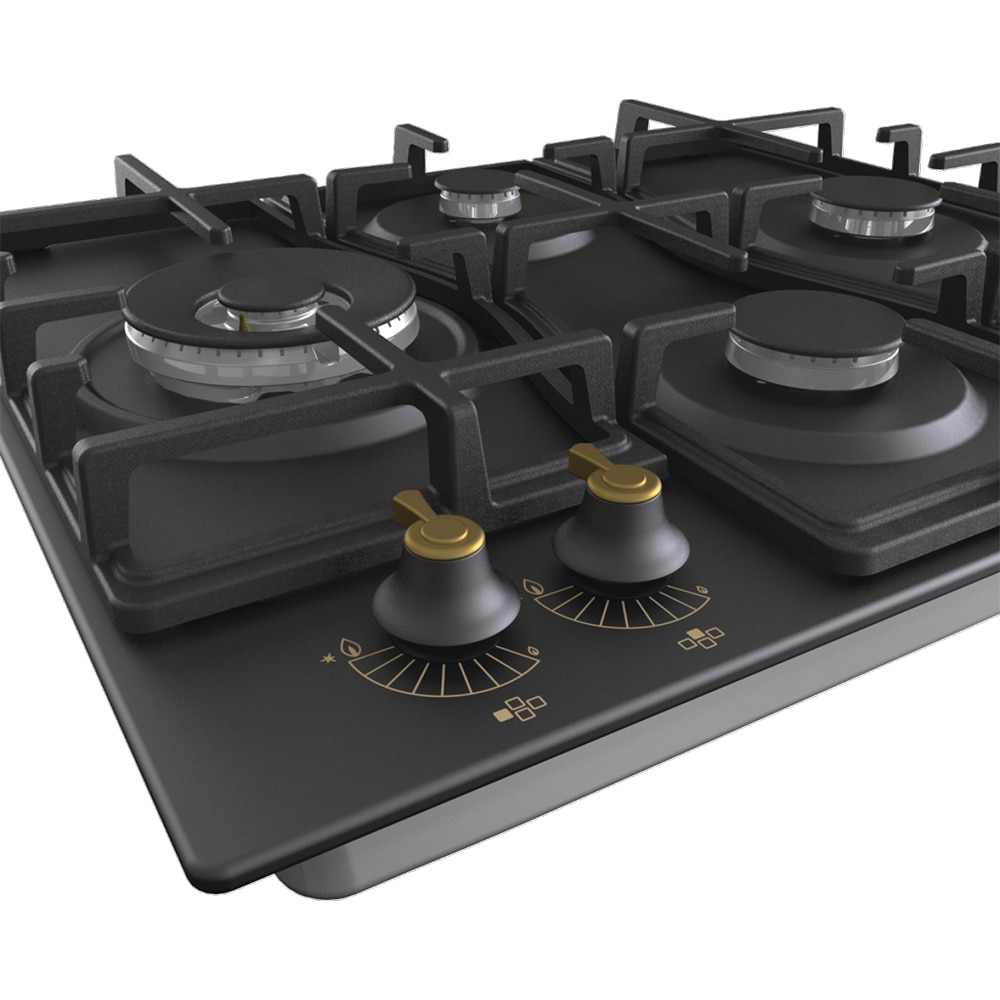 Plita incorporabila GORENJE GW6D42CLB, Gaz, 4 arzatoare, Wok, negru