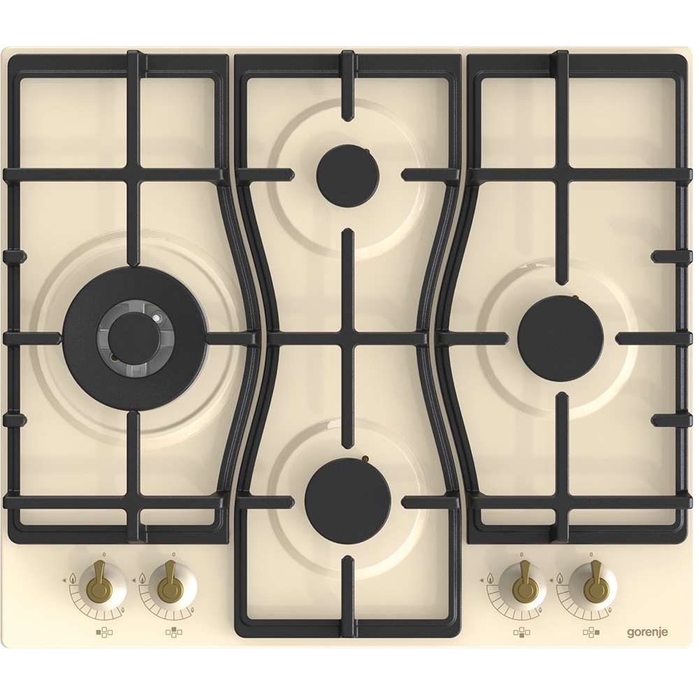 Plita incorporabila GORENJE GW6D42CLI, Gaz, 4 arzatoare, Wok, crem